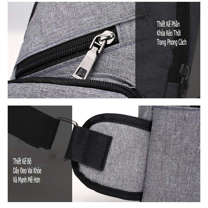 Túi Đeo Chéo Nam Phong Cách Hàn Quốc Túi Đeo Chéo Vải Bố và Kèm Sặc Pin Dự Phòng 20k mah