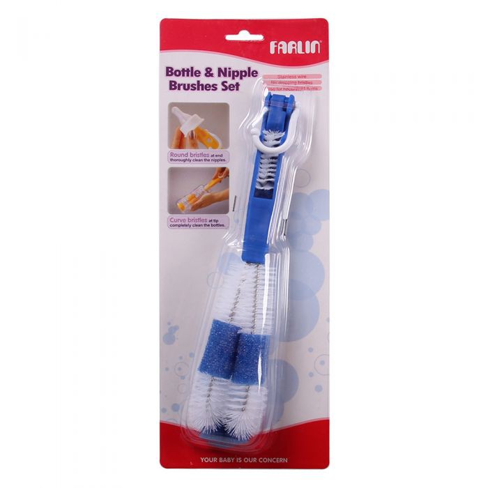 Chổi Cọ Bình Sữa Và Núm Ty Đầu Có Mút Farlin BF257 ( Cọ thẳng không xoay )