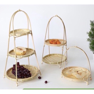 kệ mẹt tre 2  tầng 3 tầng khổ vuông khổ tròn trang trí