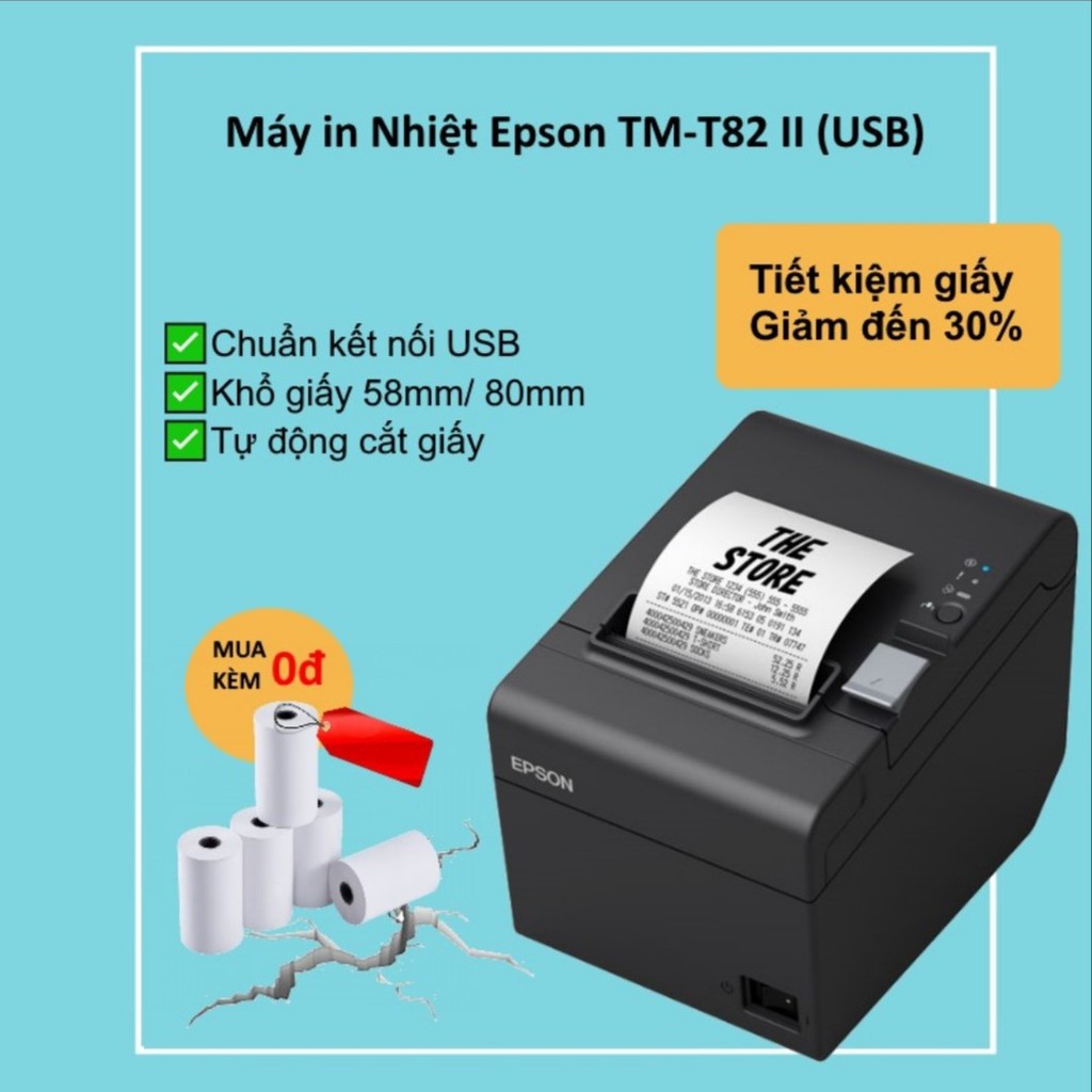 Máy In Hóa Đơn Nhiệt Epson TM-T82 II (USB hoặc LAN)