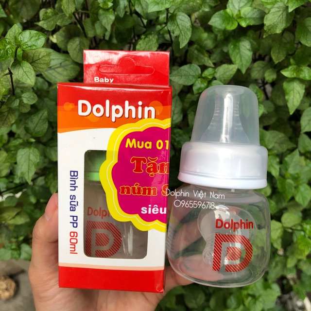 (Mua 1 tặng 1) Bình sữa cổ hẹp Dolphin 60ml