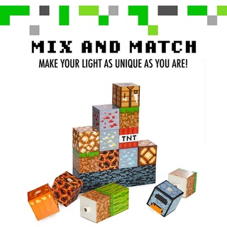 【Ready Stock！！】Minecraft Stitching Night Light Lamp USB Power Decor Building Block DIY Stacking