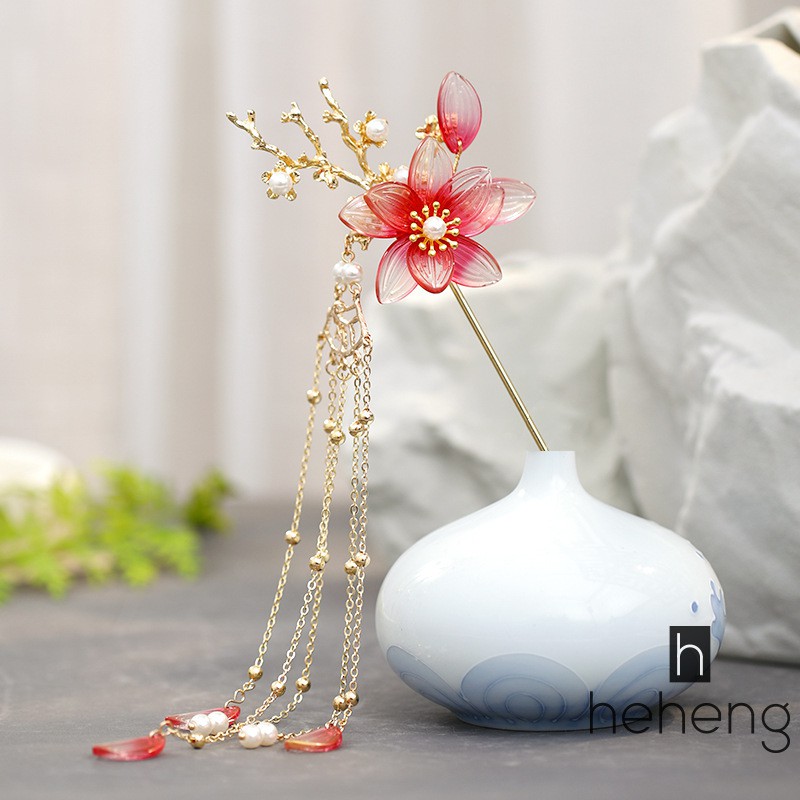 YADORNOS Trâm Cài Tóc Đính Hoa Ngọc Trai Giả Phong Cách Trung Hoa