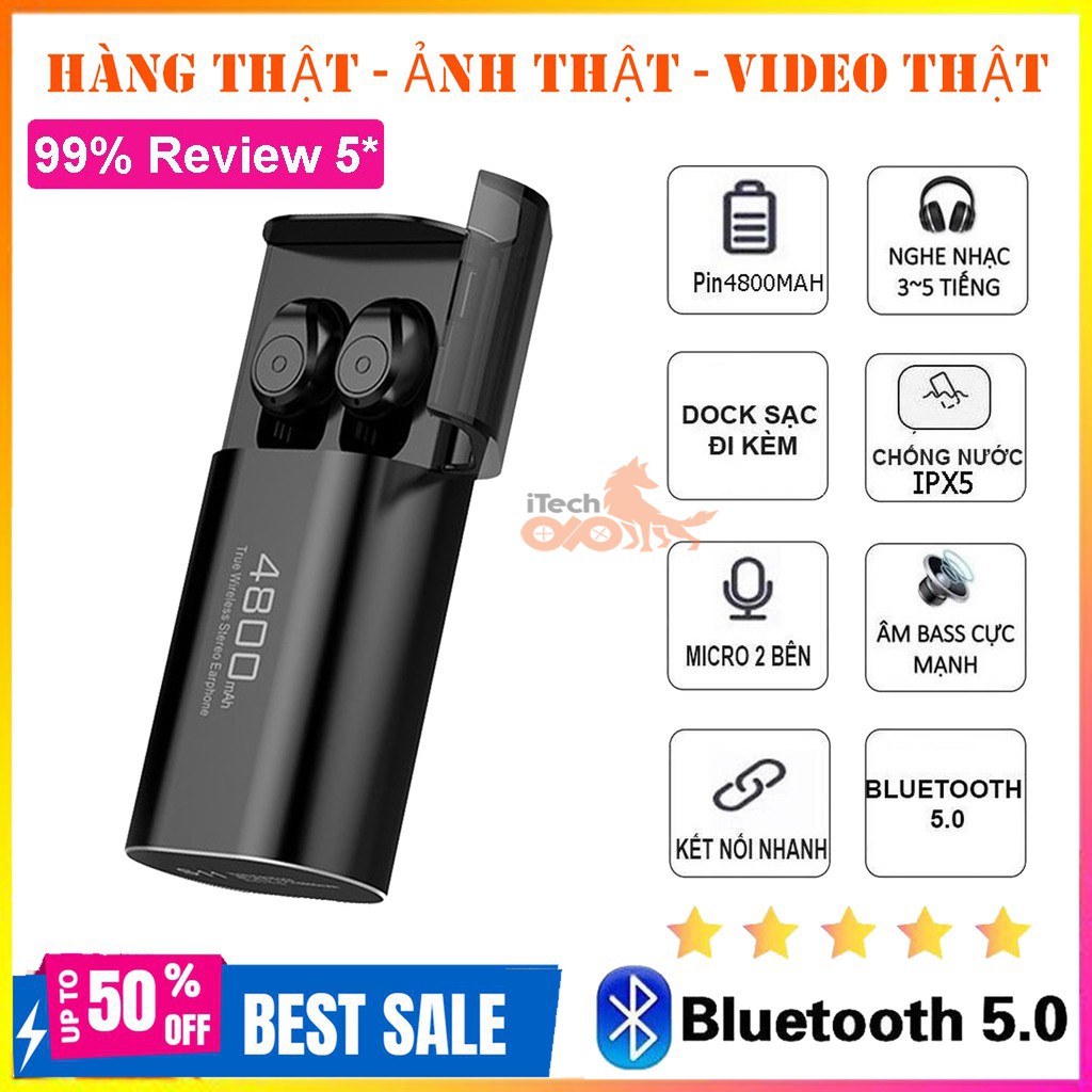 Tai nghe Bluetooth 5.0 S11 TWS Kiêm Sạc Dự Phòng 4800mAh - Chống nước IPX7 - Nghe nhạc lên đến 90h