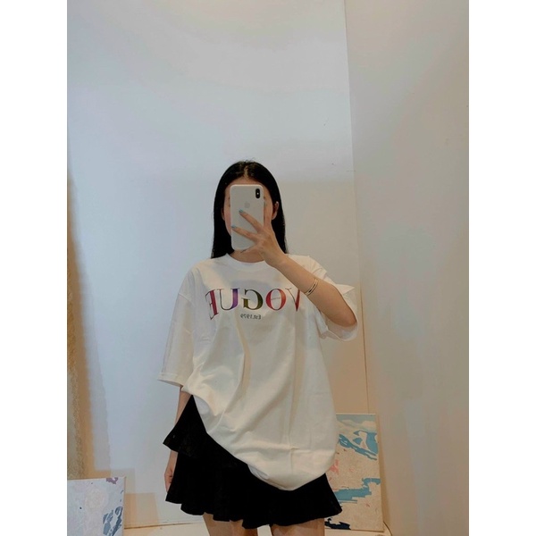 Áo thun cotton trắng đen VOGUE nhiều màu