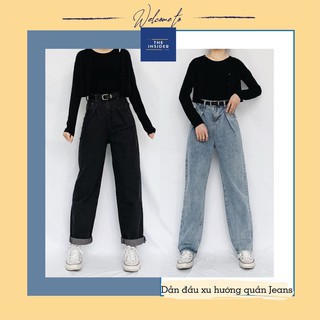 Quần Jeans Q1702ti ống suông thụng cạp cao tôn dáng