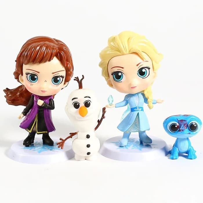 Bộ 4 Mô Hình Nhân Vật Elsa Ana Olaf Fire Spirit Bruni Chibi