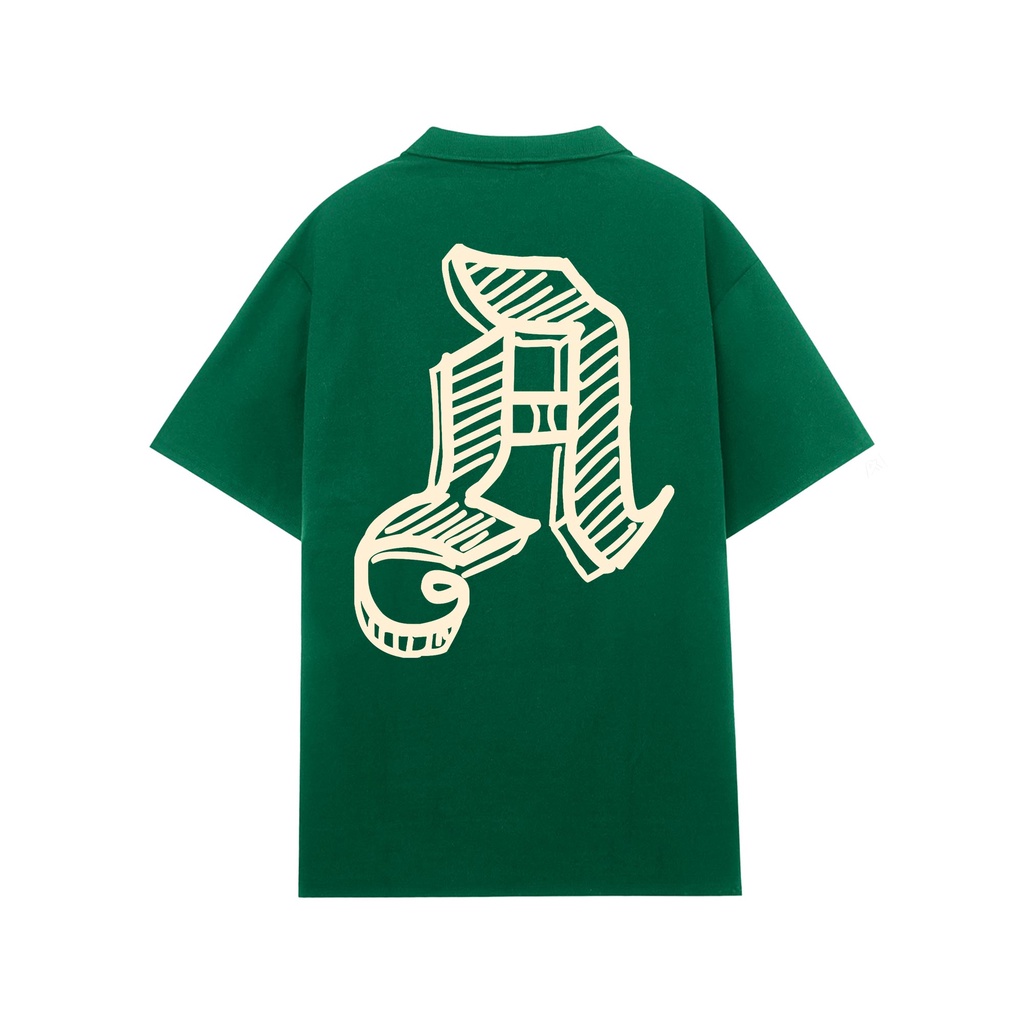 Áo polo form rộng ATHANOR khóa zipper màu xanh lá mẫu A86