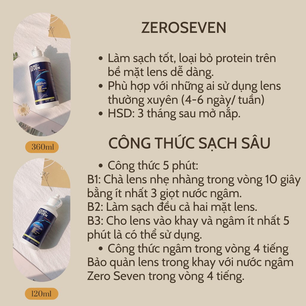 Nước NGÂM kính áp tròng Zero Seven 120ml & 360ml