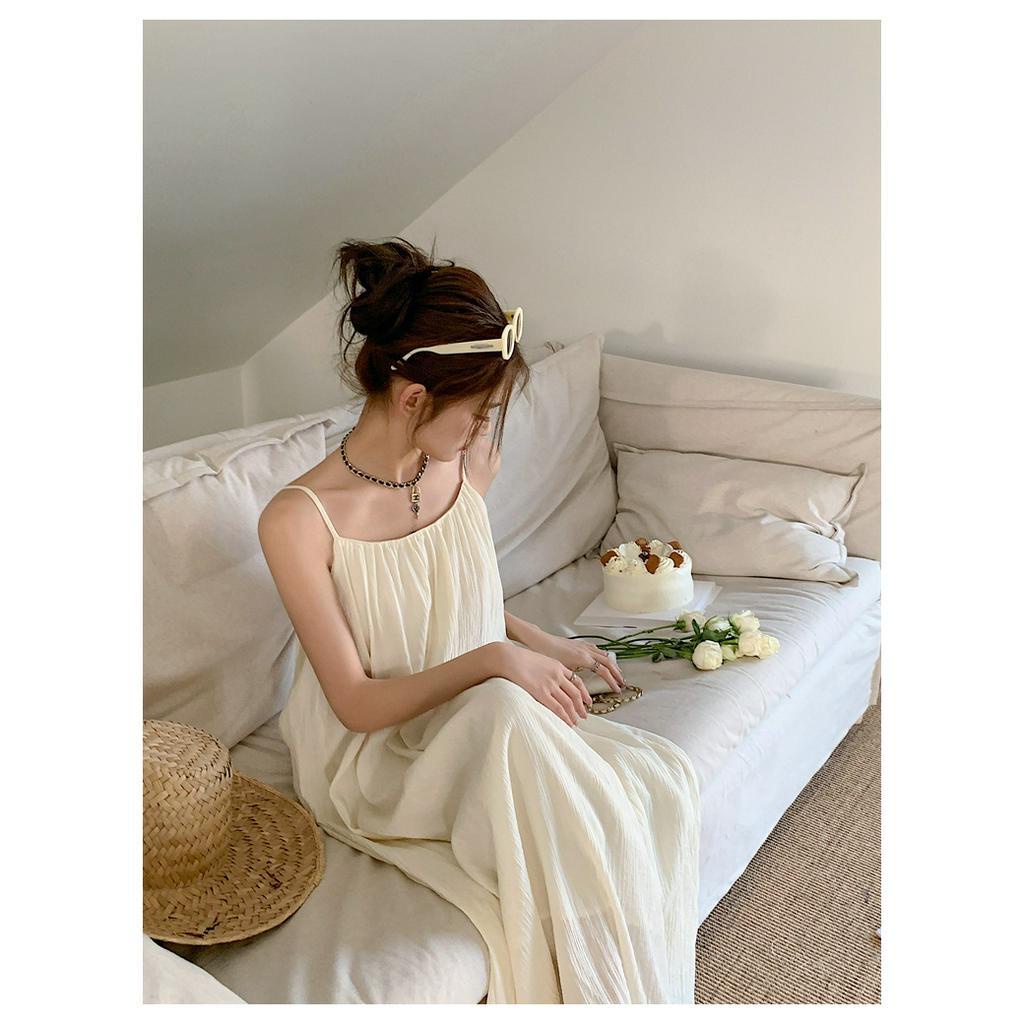 Đầm Hai Dây Dáng Rộng Màu Trơn Phong Cách Thời Trang Mùa Hè Hàng Mới 63284