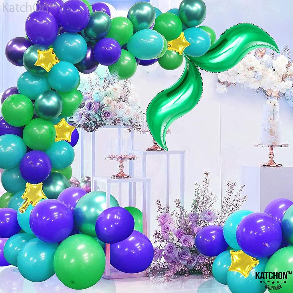 2 Cái Lớn ​Bong Bóng Hình Đuôi Nàng Tiên Cá 25 Inch Trang Trí Tiệc Sinh Nhật