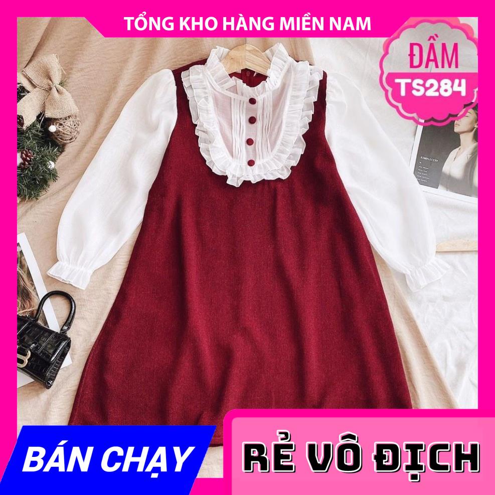 ĐẦM SUÔNG PHỐI MÀU XINH XẮN (TS284) ⚡ HÀNG ĐẸP ⚡ ẢNH THẬT ⚡ ĐẦM NỮ ĐI TIỆC ⚡ ĐẦM SUÔNG PHỐI CỔ BÈO ⚡ ĐẦM TAY PHỐI MY