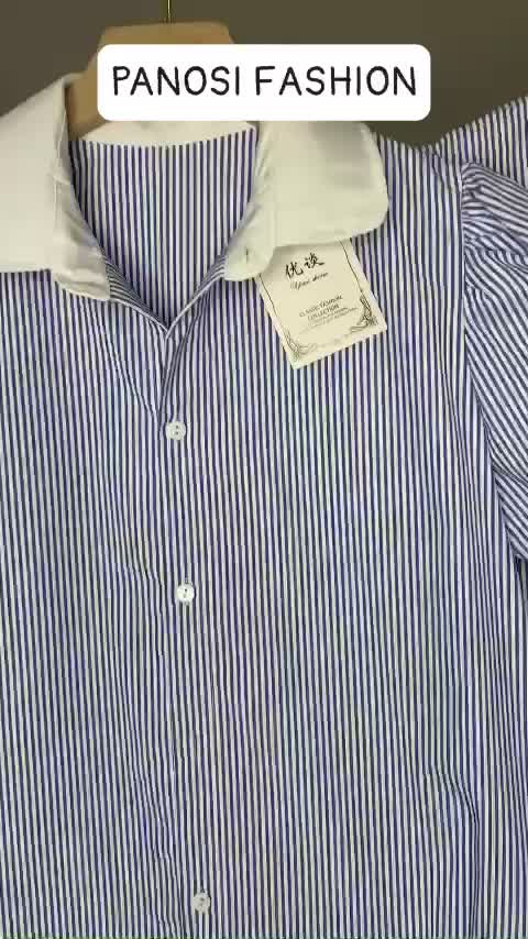 Áo sơ mi nữ cộc tay áo sơ mi cổ bẻ chất kiểu vải thô kẻ sọc phong cách Hàn Quốc PANOSI - A751 | BigBuy360 - bigbuy360.vn