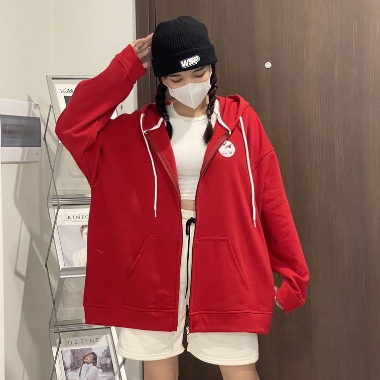 Áo khoác hoodie nỉ bông dây kéo MITAn form rộng unisex nam nữ 1HIT