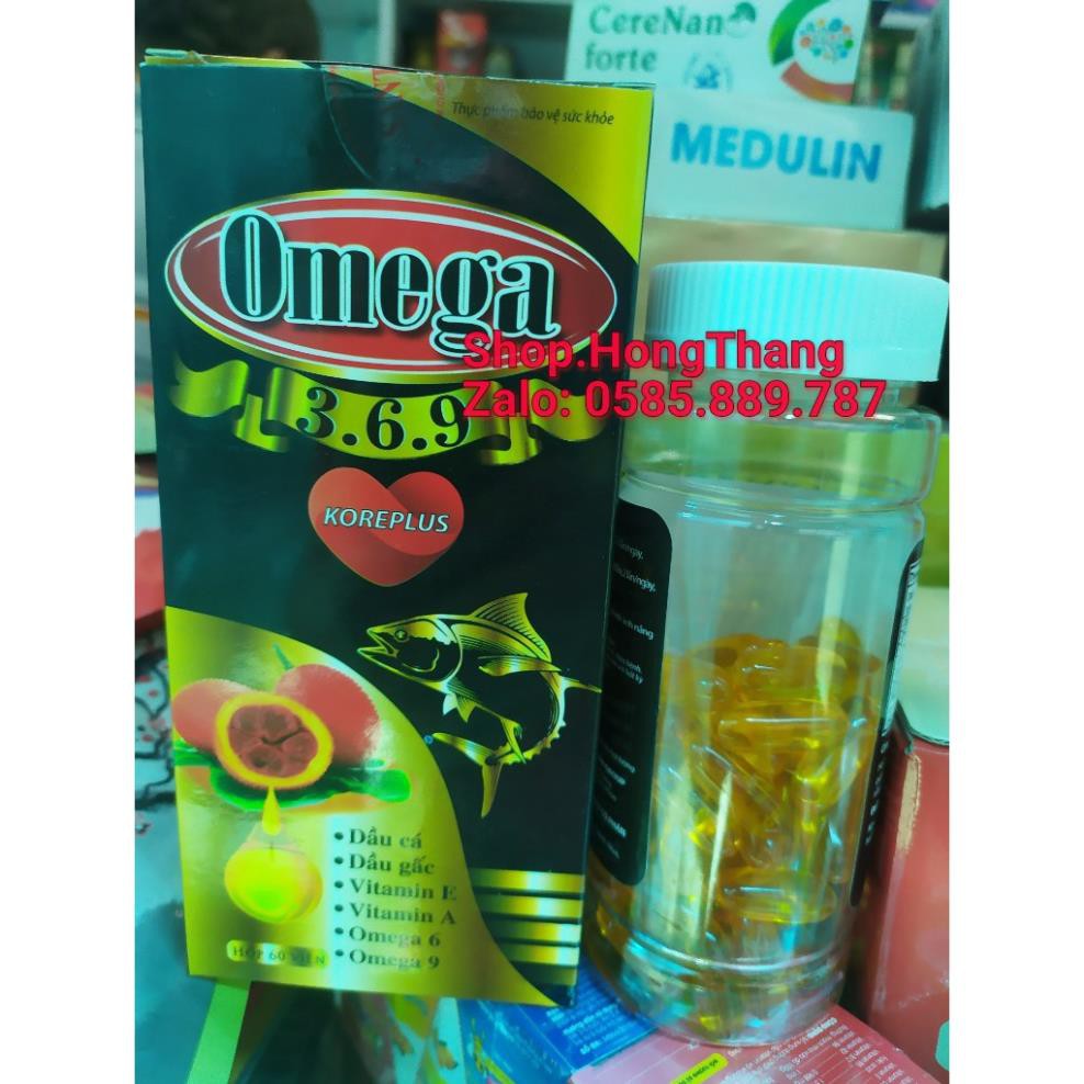 Omega 3.6.9 koreplus chứatinh chất dầu cá, dầu gấc, bổ sung vitamin làm đẹp da chống lão hóa nhức mắt,mỏi mắt hộp 60viên