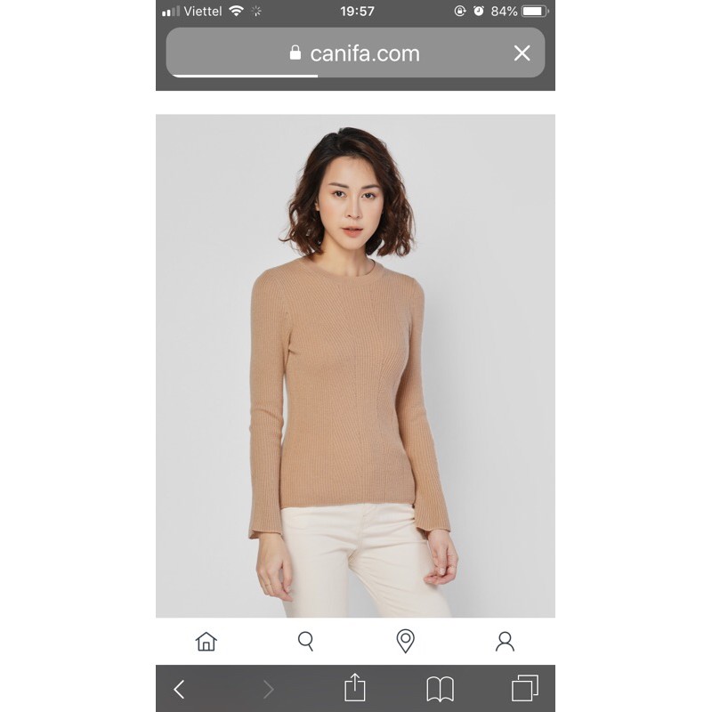 Áo lên nữ lông dê Canifa