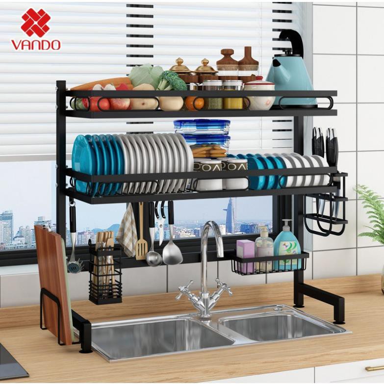 Kệ Để Chén Đĩa Thông Minh Trên Bồn Rửa Bát Sơn Đen Cao Cấp