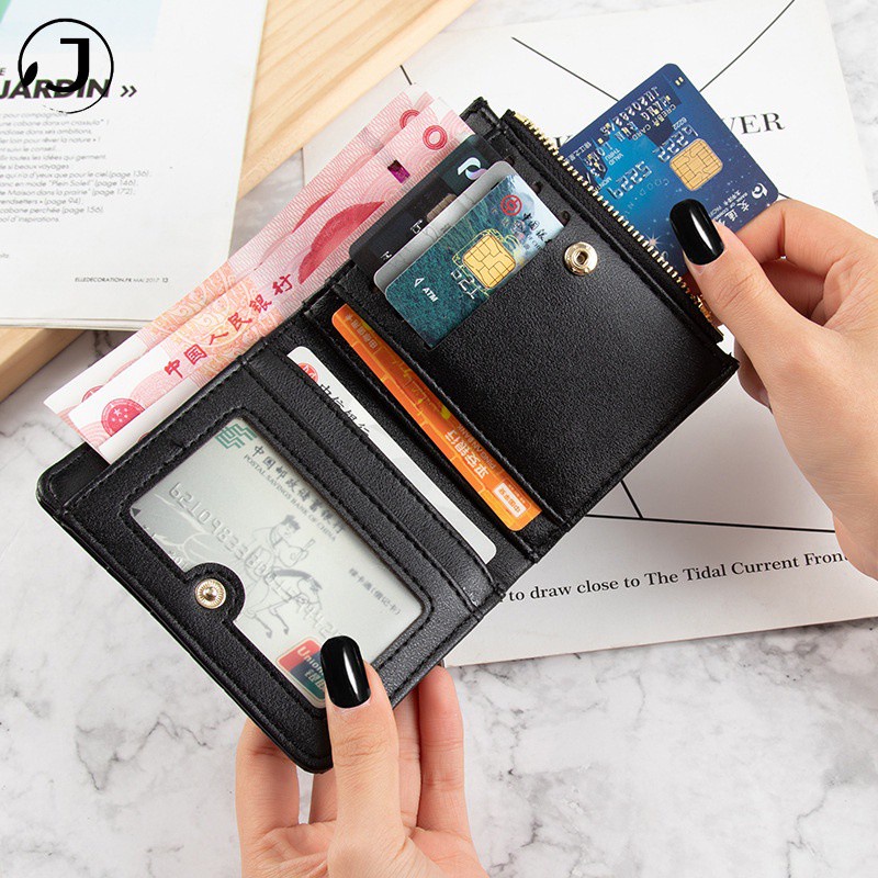Ví cầm tay dáng ngắn Đẹp Thời Trang Mini  Nhỏ Gọn Gập Cao Cấp Da Bóp Đựng Tiền có khóa kéo và nhiều ngăn đựng phong cách cổ điển thời trang sang trọng cho nữ
