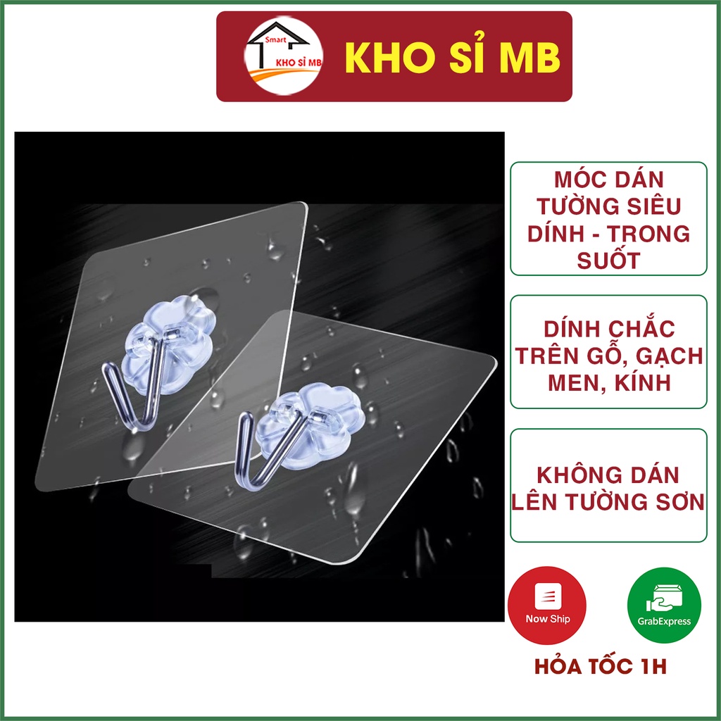 sỉ 680đ - móc dán tường siêu dính trong suốt, móc dán treo tường thần thánh chịu lực tốt kho sỉ mb