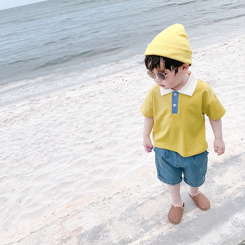 [Babycat] Áo Thun polo Cotton Tay Ngắn Phong Cách Nhật Hàn Hàng Mới Mùa Hè Dành Cho Bé Trai 2022