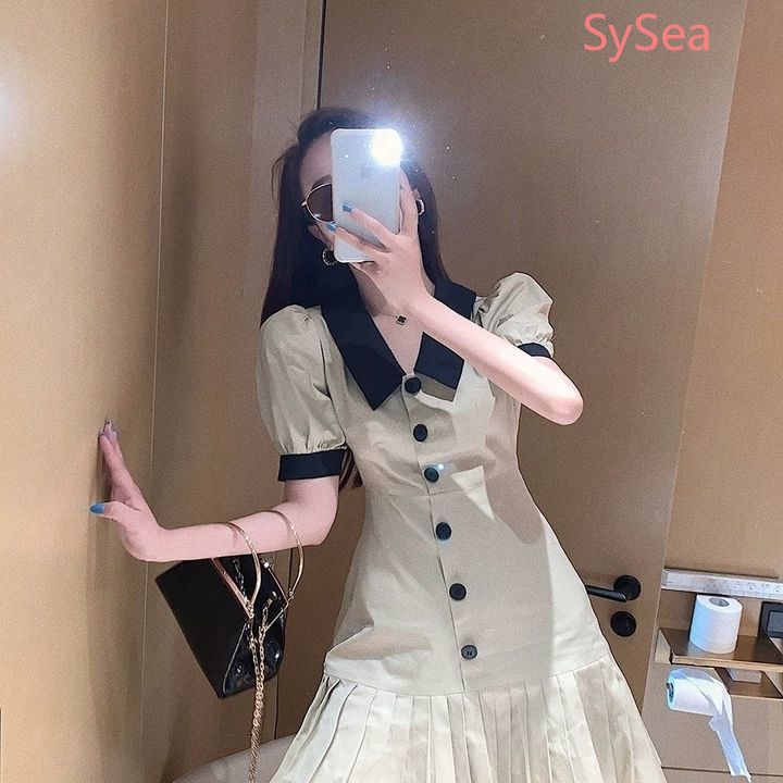 Đầm Đuôi Cá Ngắn Tay Xếp Ly Phong Cách Retro Thời Trang Cho Nữ | BigBuy360 - bigbuy360.vn
