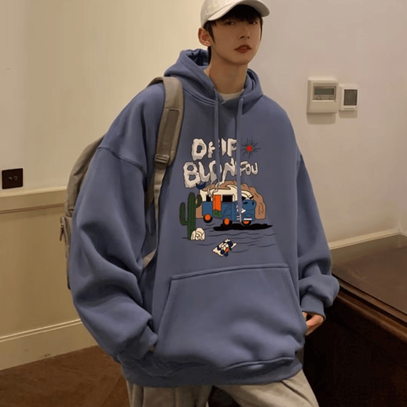 Áo hoodie Dáng Rộng Có In Chữ Thời Trang Phong Cách Hàn Quốc Cho Nam