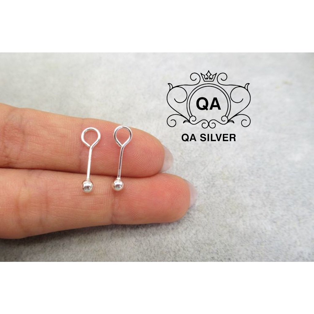 Bông tai bạc 925 nụ tròn khuyên nam nữ đuôi chốt móc S925 MINIMAL Silver Earrings QA SILVER EA200904
