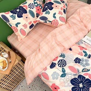 Set chăn ga gối cotton hoa kẻ