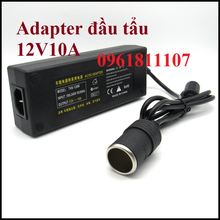 Adapter tẩu thuốc 12V 10A cho máy bơm hơi, adapter cho máy bơm hơi, adaptor máy bơm hơi, adapter 12v 10A, nguồn adapter