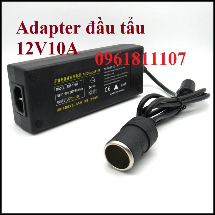 Adapter tẩu thuốc 12V 10A 120W cho máy bơm hơi