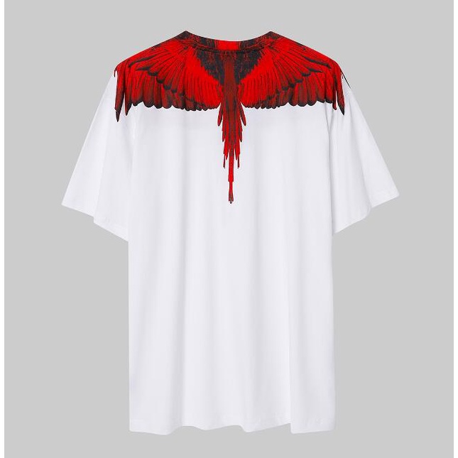 Áo Thun Cotton Tay Ngắn Màu Đen In Hình Đôi Cánh Đỏ Và Đỏ Thời Trang