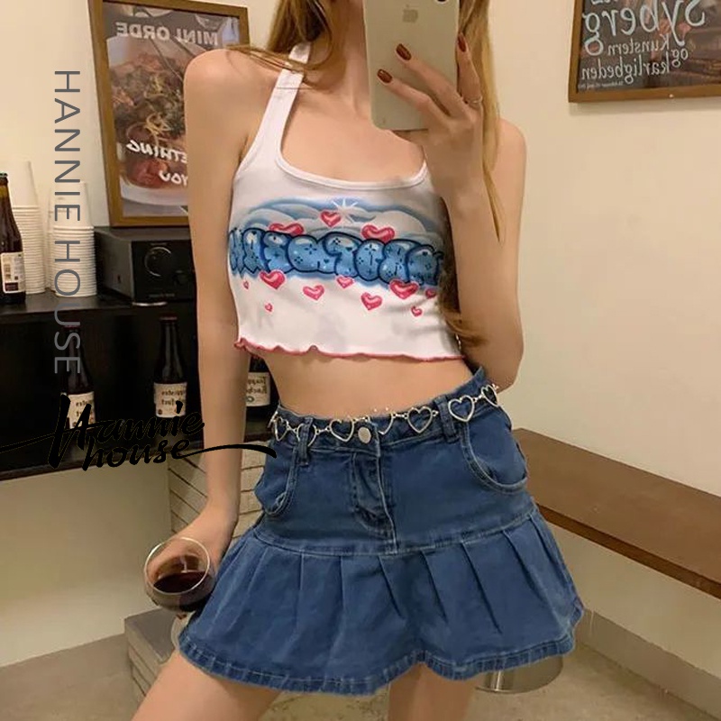 Áo dệt kim trễ vai in chữ thời trang cho nữ