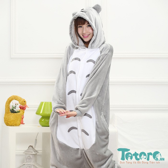 Bộ đồ liền thân Totoro xám nhạt (Người lớn + Trẻ em+ Em bé)
