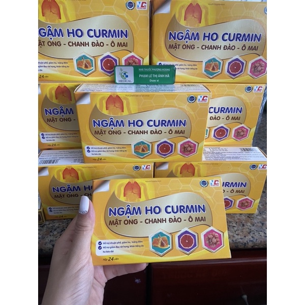 Viên Ngậm CURMIN mật ong, chanh đào, ô mai hỗ trợ giảm ho, nhuận phế, long đờm