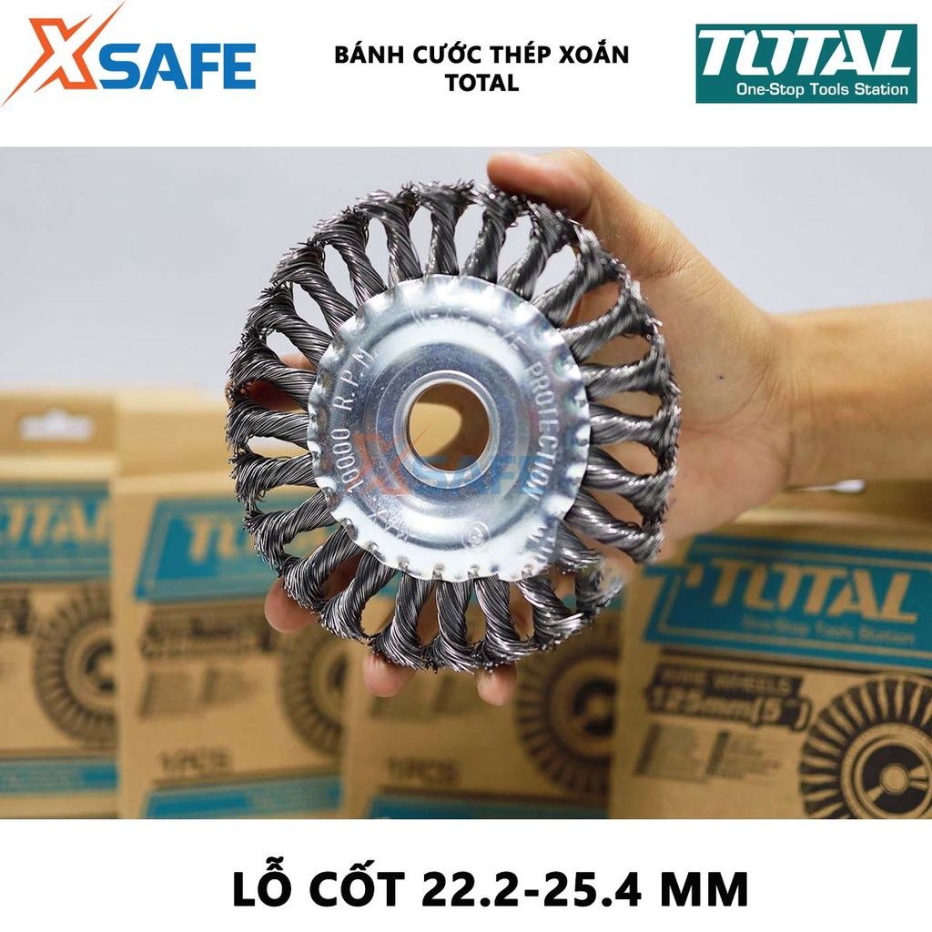 Bánh cước thép xoắn TOTAL Chén cước thép đĩa tròn đường kính 125-180mm, lỗ cốt 22.2mm - 25.4mm kèm theo vòng tròn sắt