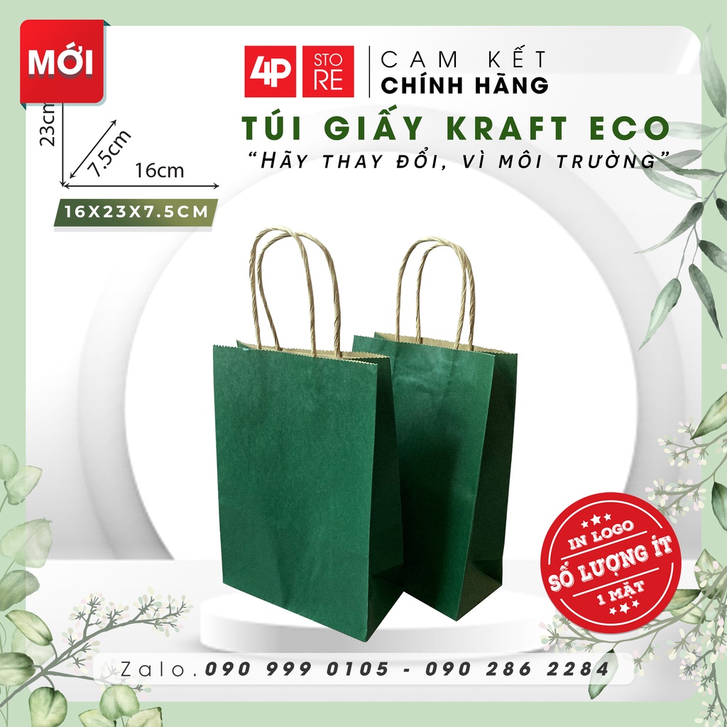 10 Túi 16x23x7.5cm Kraft Xịn màu Xanh Lá Đậm [ Q7 ]