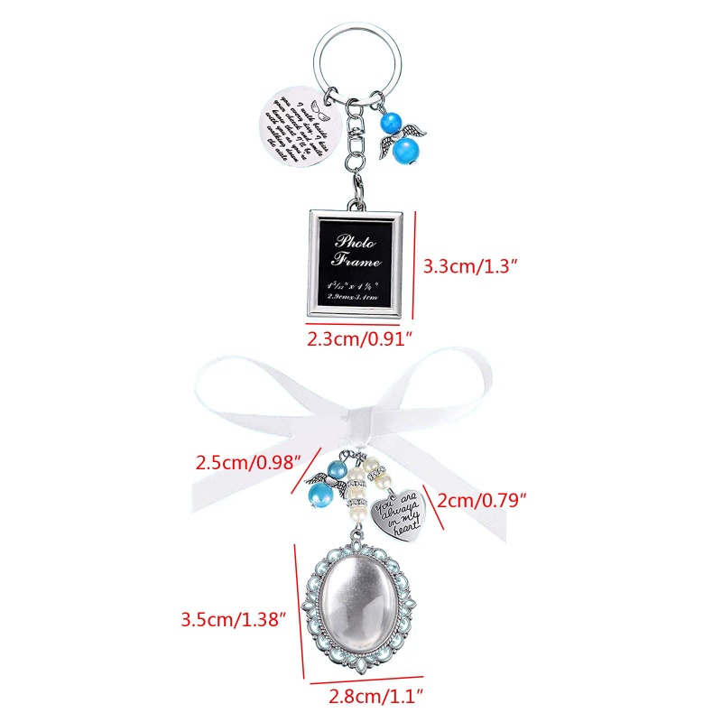 Set 2 Móc Khóa / Khung Ảnh Hình Oval Phối Ren Đính Đá Thủ Công