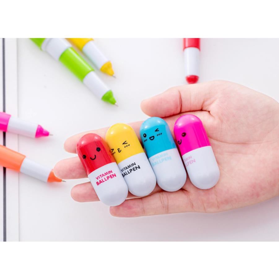 Bút bi thuốc nhộng siêu dễ thương_bút bi mực xanh