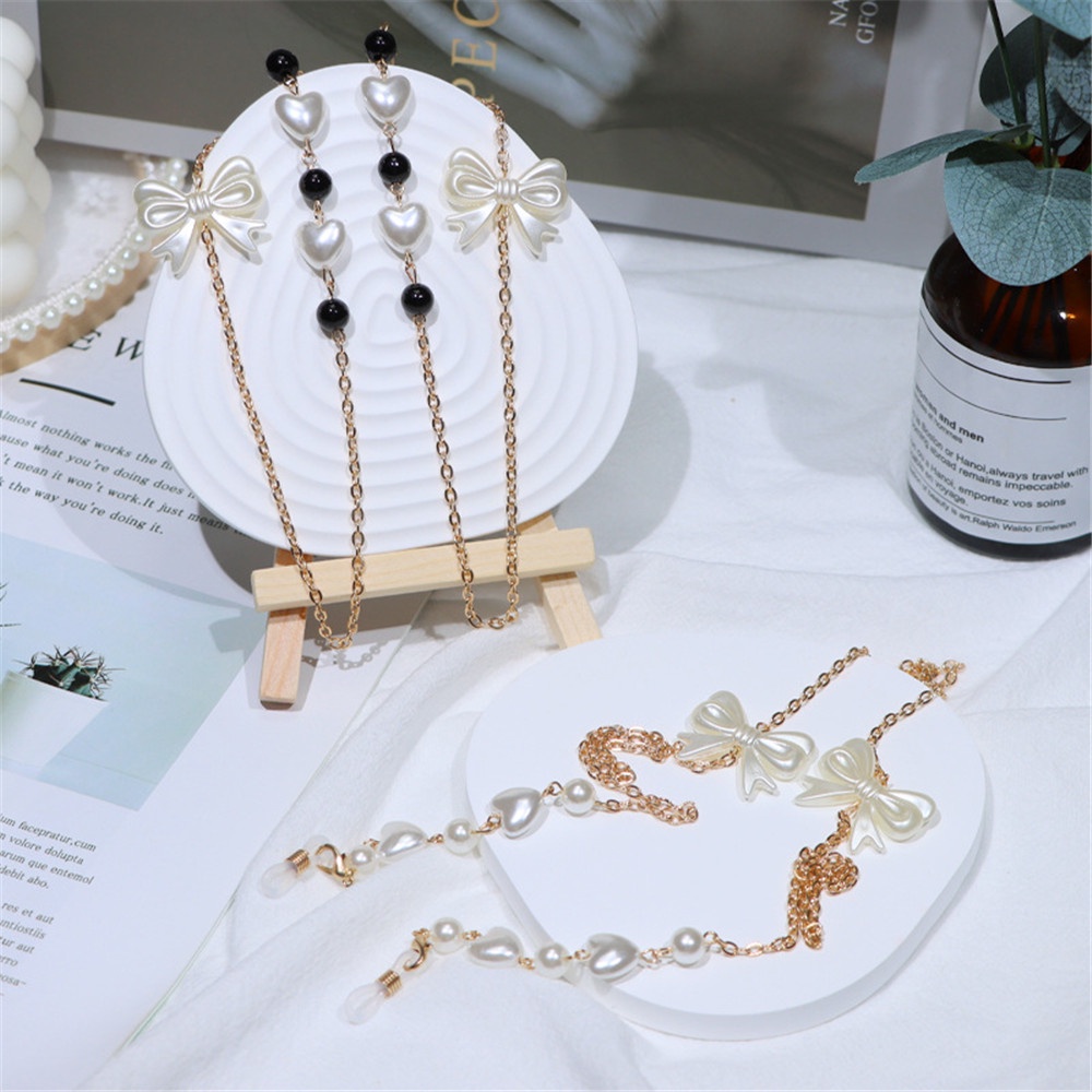 Dây Đeo Mắt Kính Đính Ngọc Trai Hình Bướm Sáng Tạo Thời Trang