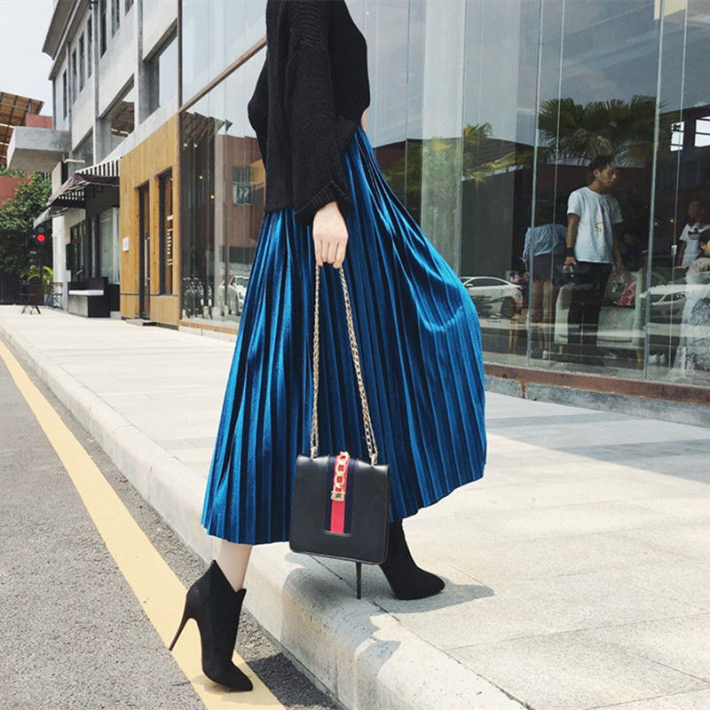 Chân Váy Nhung Dài Lưng Cao Thiết Kế Thanh Lịch | BigBuy360 - bigbuy360.vn