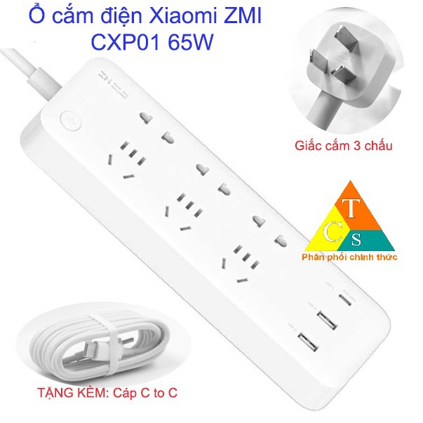 [Mã SKAMPUSHA8 giảm 8% đơn 300K] Xiaomi ZMI 65W 6 Ổ cắm điện AC CXP01