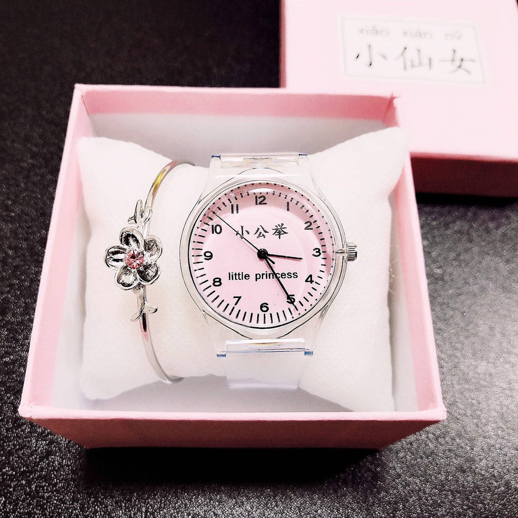 hồ đồng Đồng hồ cổ tích nhỏ Cô gái phiên bản Hàn Quốc của cô gái tối giản trái tim dễ thương trong suốt trẻ em đồng | BigBuy360 - bigbuy360.vn