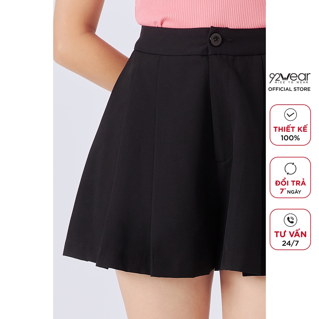 Quần short nữ giả váy 92WEAR sooc ống rộng dáng xòe xếp ly thiết kế trẻ trung SVA1539