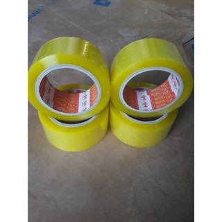 Băng dính 6 cuộn 1,4kg lõi giấy mỏng 3mm màu vàng chanh dài 120y