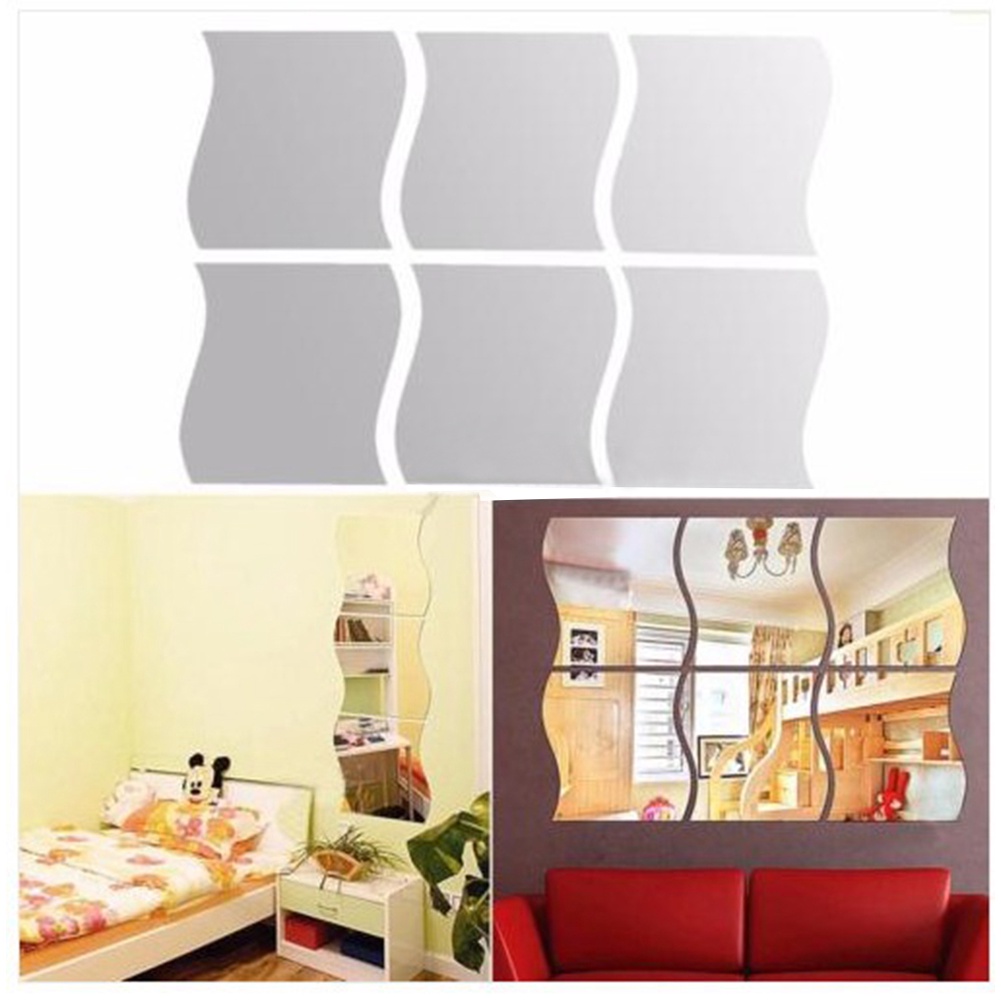 6 Sticker Dán Tường Hình Lông Vũ Hiệu Ứng Gương