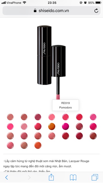 Son shiseido Lacquer rouge RD319