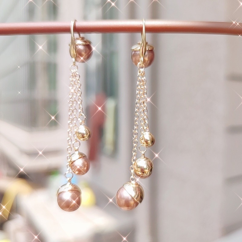 Đôi Khuyên Tai Dáng Dài Đính Ngọc Trai Nhân Tạo 2022 Thời Trang