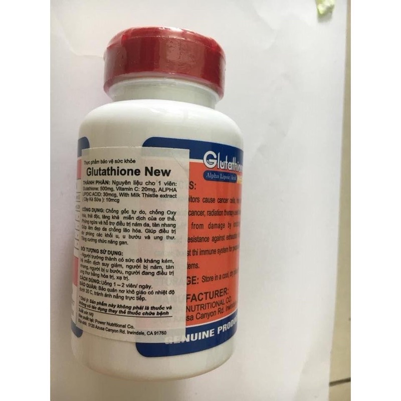 Viên uống Glutathione New 500mg 60 viên của Mỹ