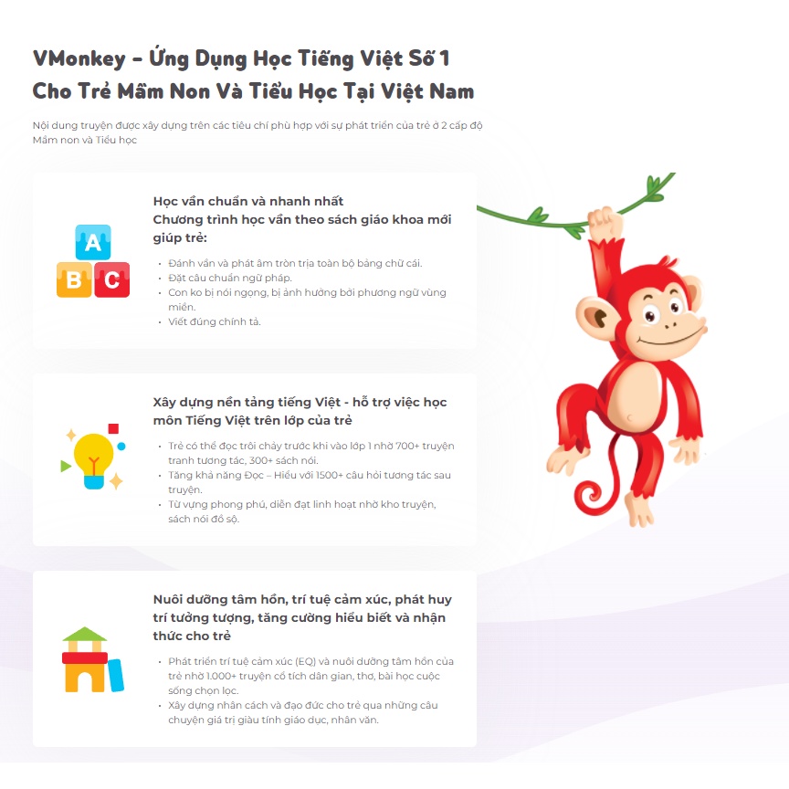 Vmonkey Trọn đời - Bộ tiếng Việt tương tác chuẩn bộ Giáo dục
