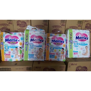 Bỉm Merries bịch đại : Quần XL50, L56, XXL32; dán M76, L64